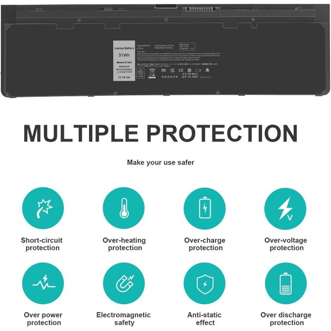 DELL WD52H GHT4X Battery Compatible with Latitude 12 7000 E7240 E7250 7240 7250 Ultrabook KWFFN JN0J1 HJ8KP 451-BBFX J31N7 NCVF0 W57CV 451-BBFS 451-BBFW 451-BBQD 7.4V/5400mAh/40Wh