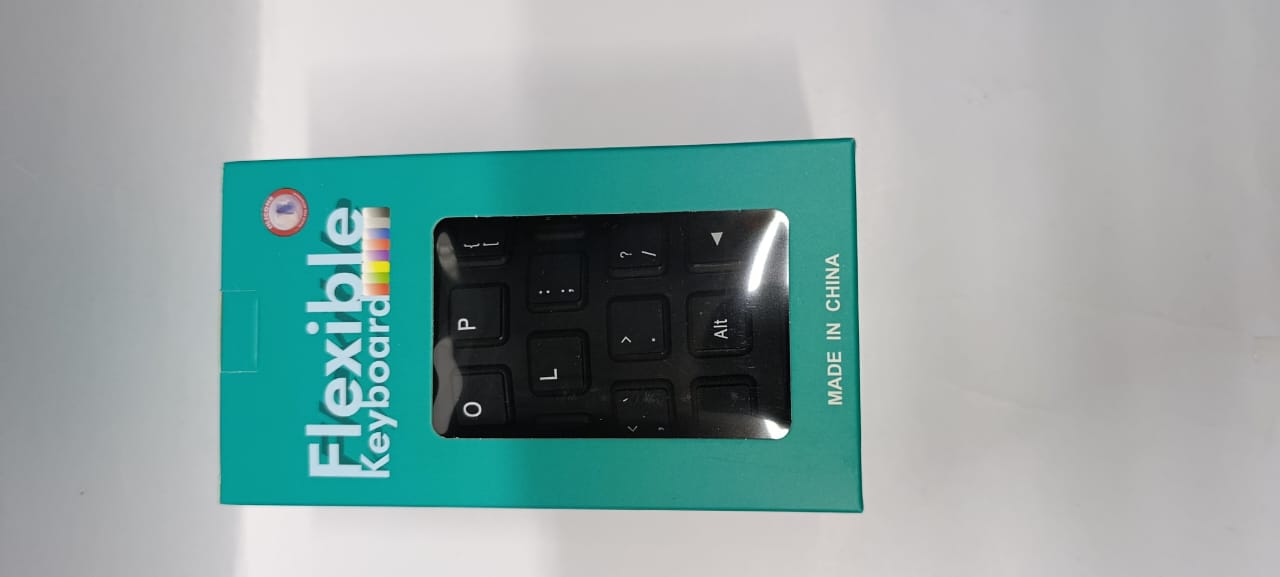 Flexible Keyboard – Waterproof, Roll-Up Design, Silent Typing, USB Wired Connection,Portable and durable flexible keyboard with a waterproof roll-up design, silent typing, and USB wired connection.