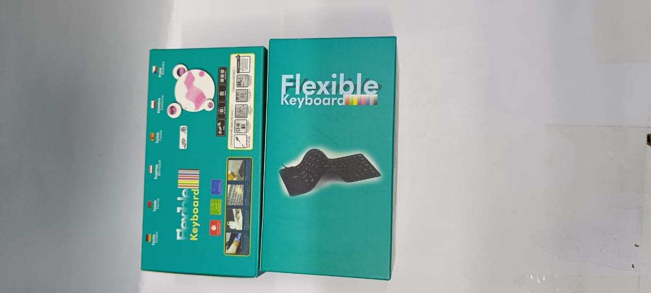 Flexible Keyboard – Waterproof, Roll-Up Design, Silent Typing, USB Wired Connection,Portable and durable flexible keyboard with a waterproof roll-up design, silent typing, and USB wired connection.