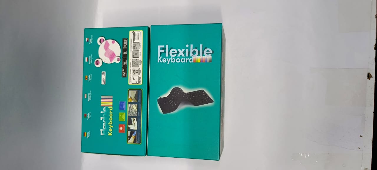 Flexible Keyboard – Waterproof, Roll-Up Design, Silent Typing, USB Wired Connection,Portable and durable flexible keyboard with a waterproof roll-up design, silent typing, and USB wired connection.