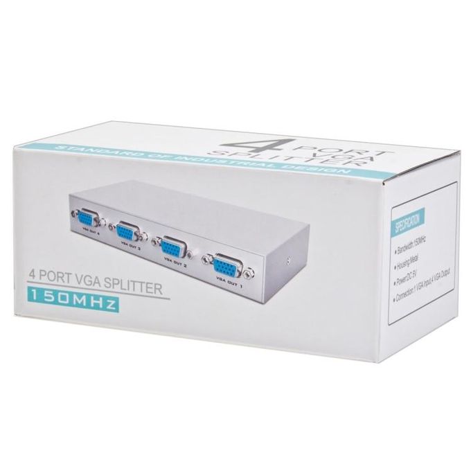 4 Port VGA Splitter Powered 1 Input 4 Output for Video Screen Duplication very high quality durable and reliable -WITH WARRANT1 VGA Input, 4 VGA Output4 Port 150MHz VGA Splitter