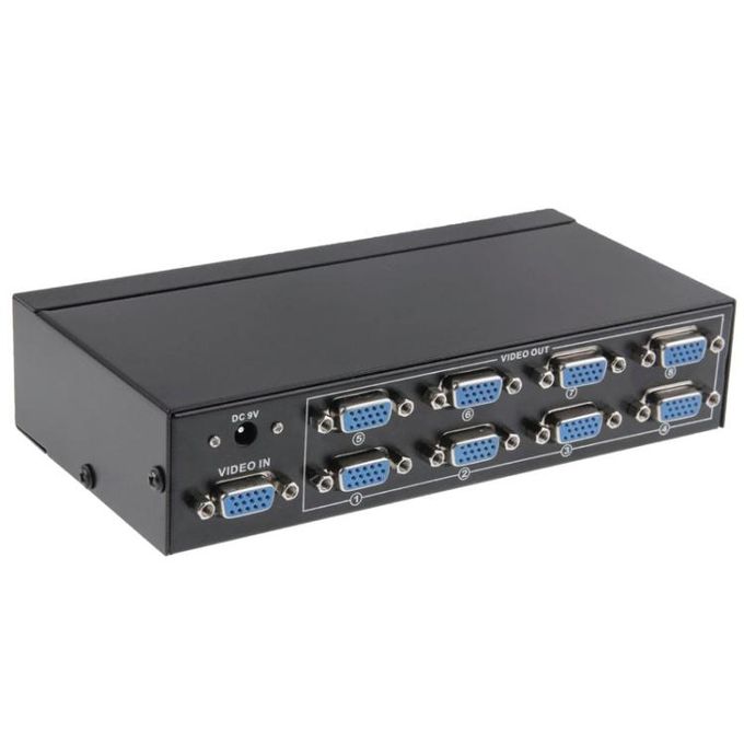 MT-VIKI 8 PoFJ-2508A 8 Port VGA Video Splitter High Resolution 1920 x 1440 Support Powered VGA Splitter 1 in 8 Out 350Mhz Video Distribution Duplicator for 1 PC to 8 Monitors Projector