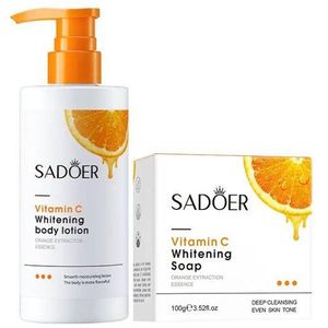 SADOER 2 in 1 vitamin C Brightening and Smoothening body lotion and whitening soap for nourishing and Hydration