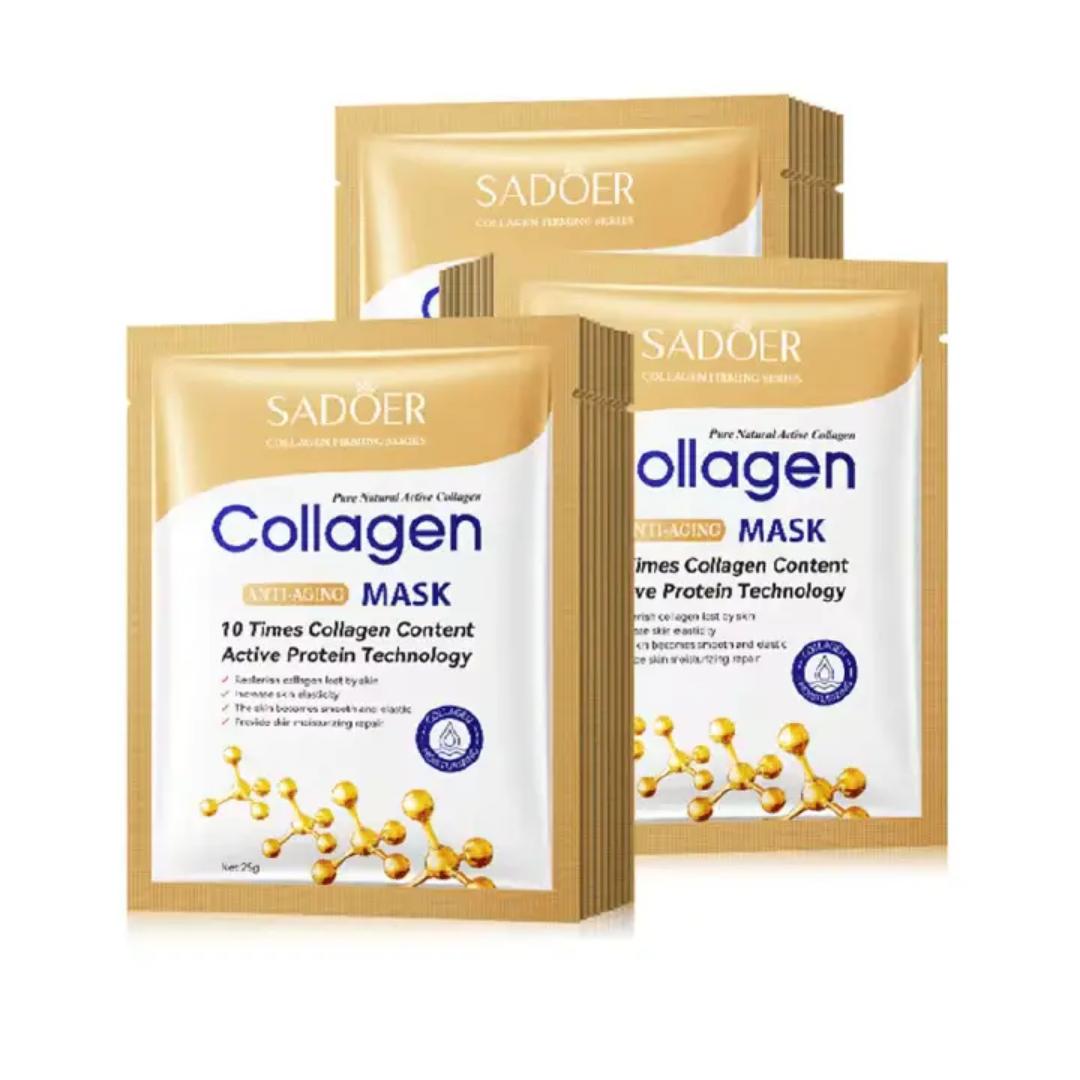 Sadoer 5 Pieces, Collagen Soap + Retinol Caffeine Anti Wrinkles Serum Like Vitamin C + 2 Pieces Face Mask Moisturizing Face Mask + Collagen Cream Anti Aging Collagen Cream,, smoothin
