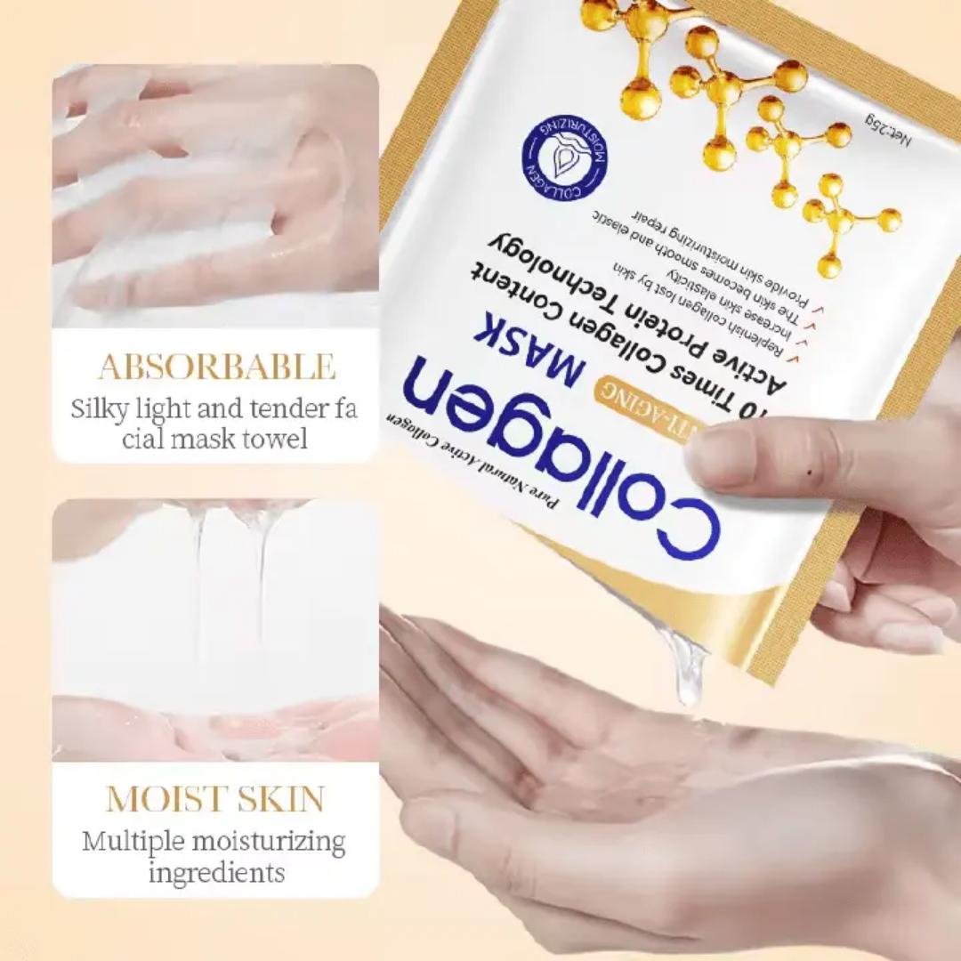 Sadoer 5 Pieces, Collagen Soap + Retinol Caffeine Anti Wrinkles Serum Like Vitamin C + 2 Pieces Face Mask Moisturizing Face Mask + Collagen Cream Anti Aging Collagen Cream,, smoothin