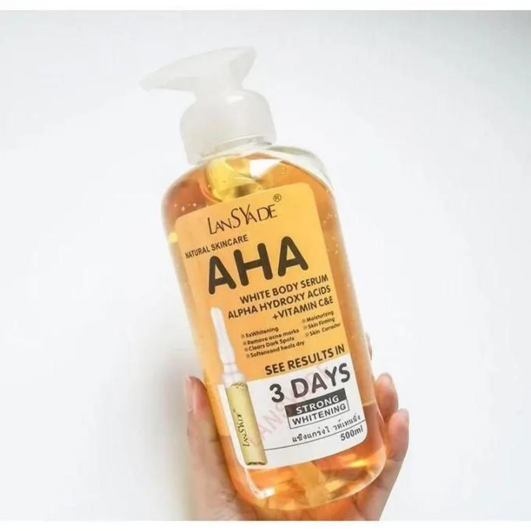 Lansyade Natural Skincare AHA White Body Serum Alpha Hydroxy Acids+ Vitamin C&E