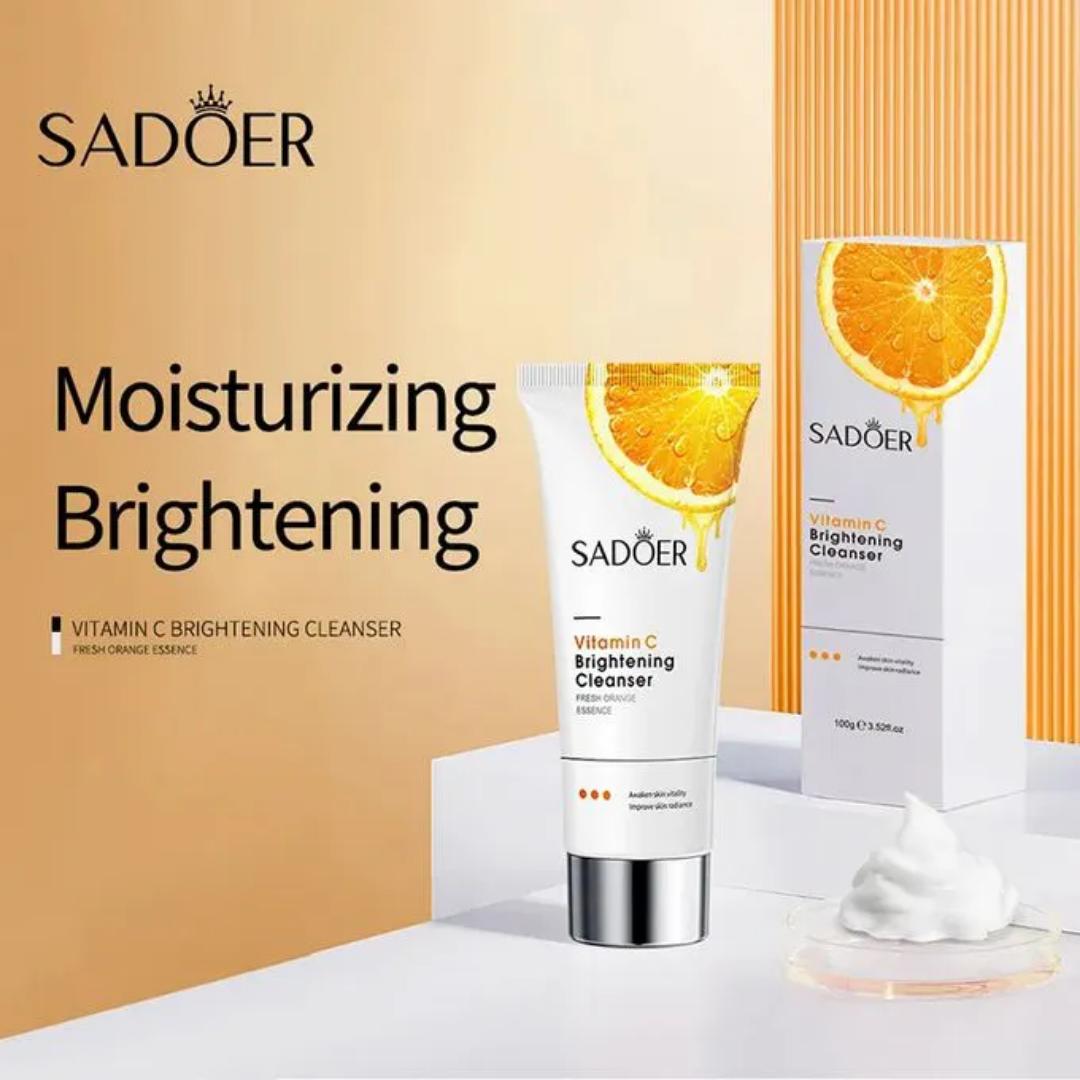 SADOER 3 in 1 Skin Care Set, Vitamin C Cream + Foaming Face Cleanser, Face Wash Cleanser + Face Brightening Vitamin C Essence