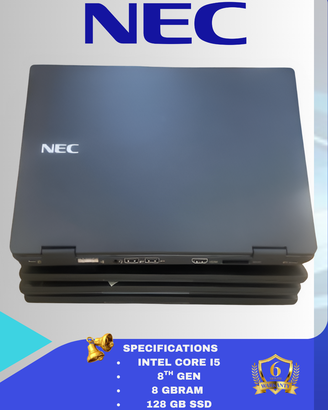 NEC VKT13HZG5 Ultra-Compact Business Laptop – 13.3" Display, Intel Core i5 8th Gen, 8GB RAM, 128GB SSD, Lightweight & Portable, Windows 10 Pro – Ideal for Professionals & On-the-Go Productivity