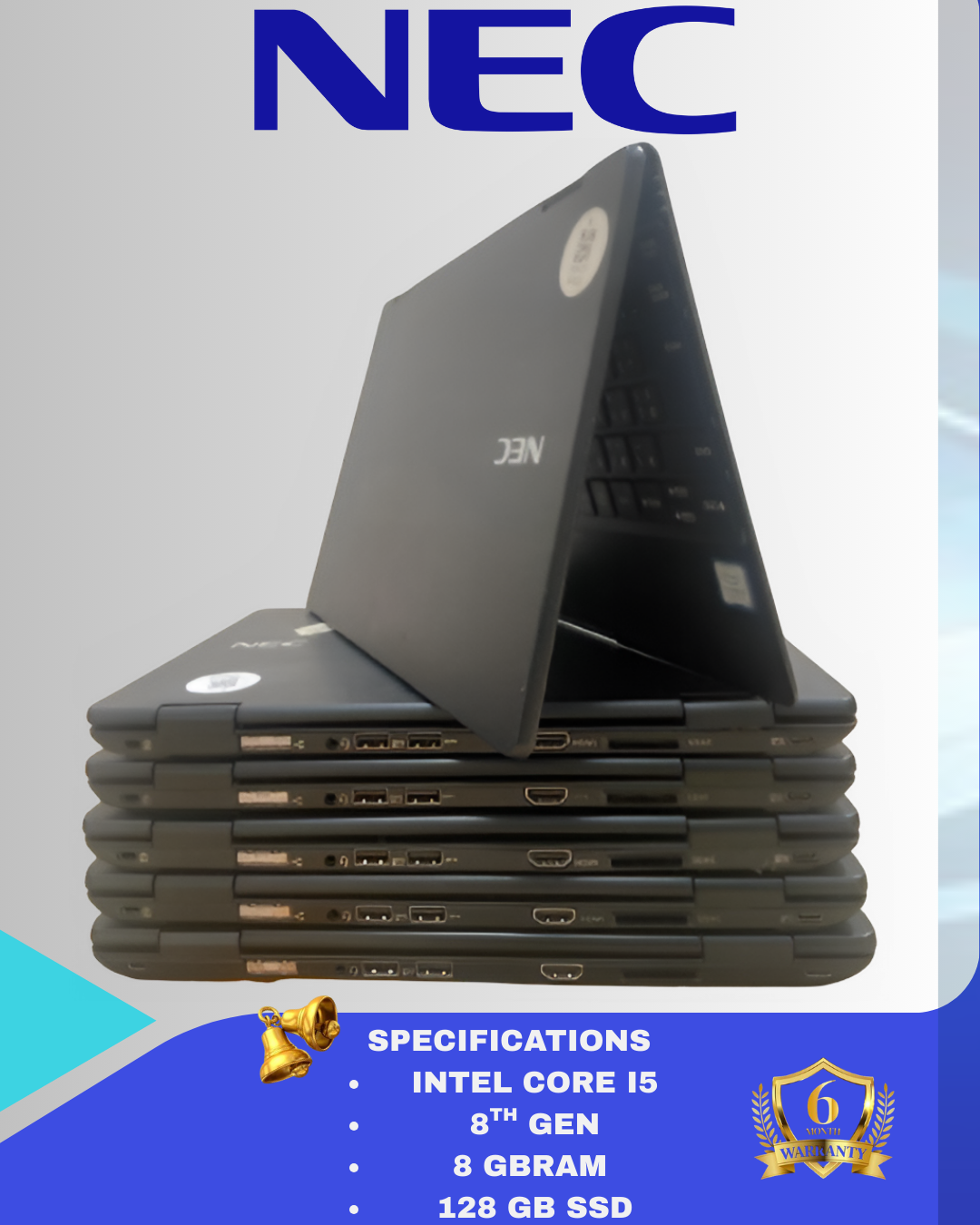 NEC VKT13HZG5 Ultra-Compact Business Laptop – 13.3" Display, Intel Core i5 8th Gen, 8GB RAM, 128GB SSD, Lightweight & Portable, Windows 10 Pro – Ideal for Professionals & On-the-Go Productivity