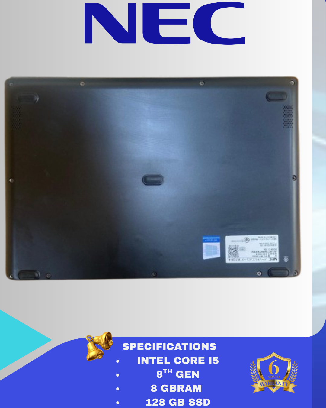 NEC VKT13HZG5 Ultra-Compact Business Laptop – 13.3" Display, Intel Core i5 8th Gen, 8GB RAM, 128GB SSD, Lightweight & Portable, Windows 10 Pro – Ideal for Professionals & On-the-Go Productivity