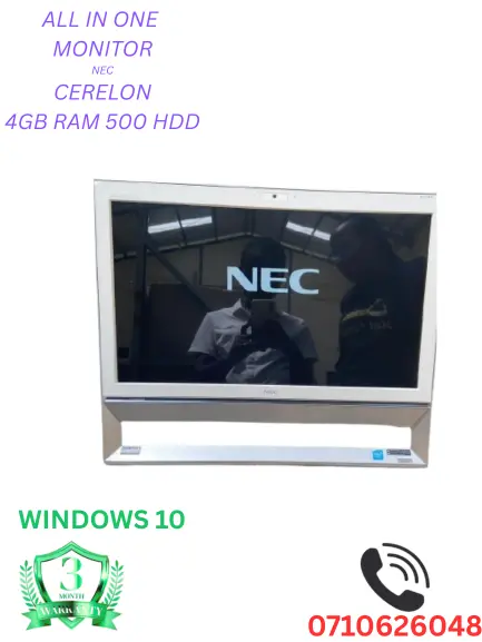 NEC All-in-One Desktop Computer – Intel Celeron Processor, 4GB RAM, 500GB HDD, 19.5" HD Display, Wi-Fi, Windows 10 Home, Compact Space-Saving Design