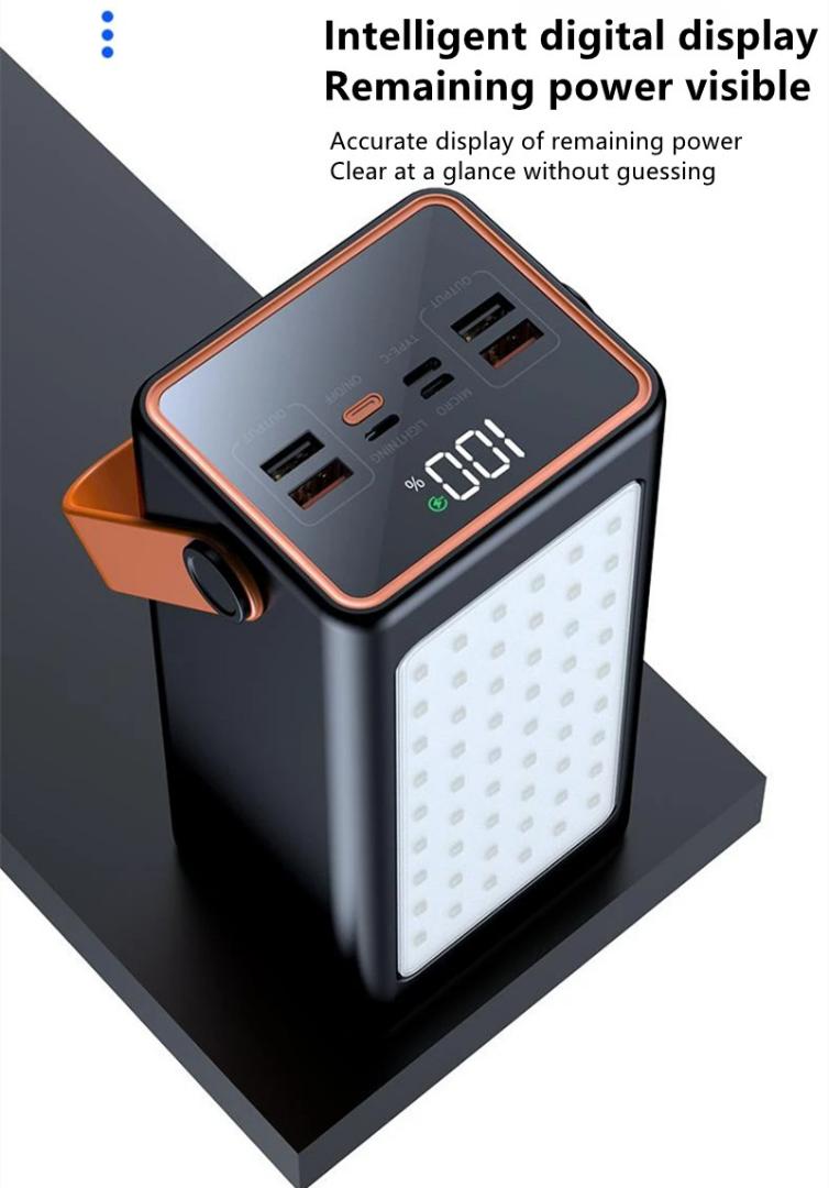 New portable  power bank capacity  100,000mAh super fast charger of 22.5W,with indicator  leve power with Led light1Type c,micro and lighting charger