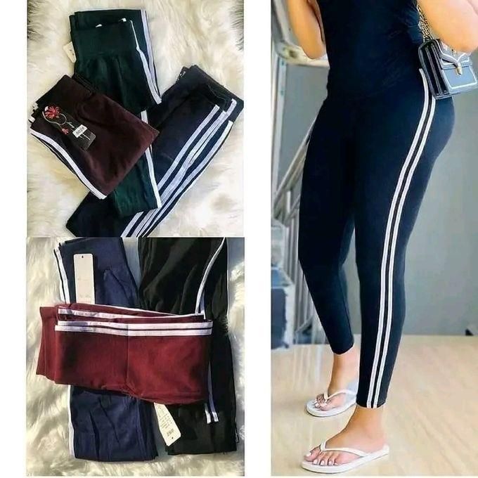 Fashion Black Ladies Cotton Stretch Striped Tight