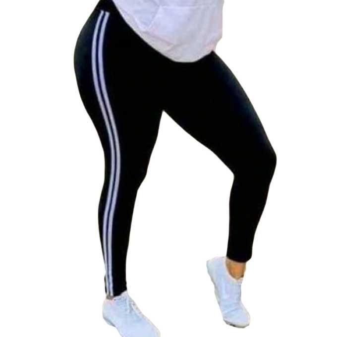 Fashion Black Ladies Cotton Stretch Striped Tight