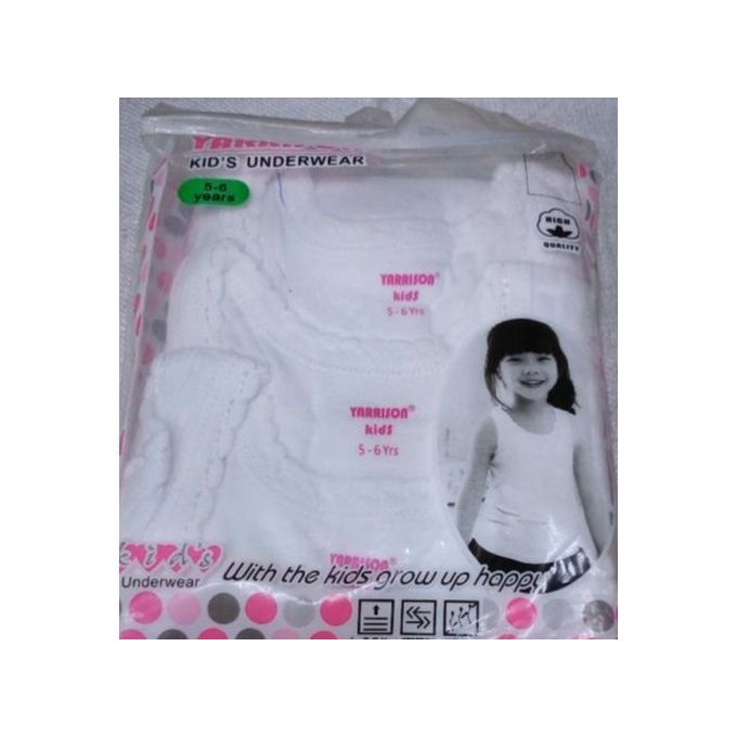 Yarrison 3Pack Kids White Vests For Girls.