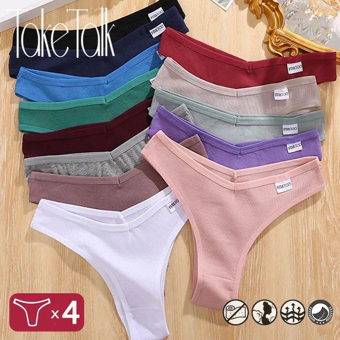Fashion 6PCs Fine Too Pure Cotton Thong Panties Ladies Panty(Hips 39-46inc)