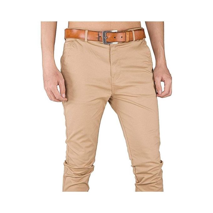 Fashion Beige Men's Soft Slim Fit Khaki Trouser