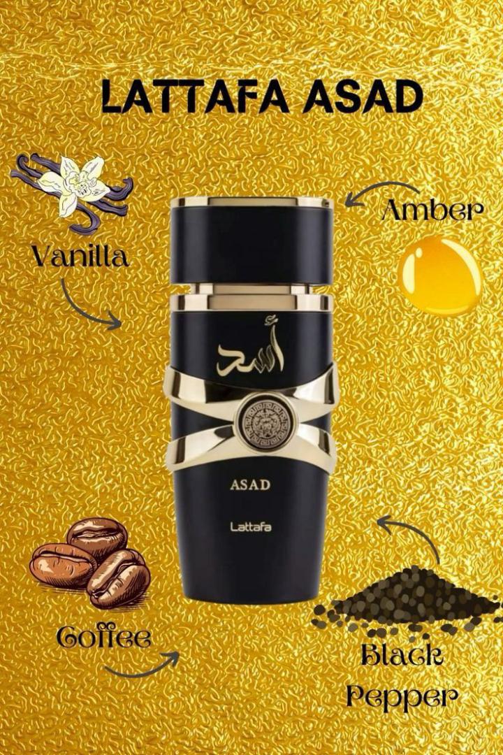 Lattafa Asad - Eau de Parfum for Men - An Amber Vanilla Fragrance for guys who want a Confident, Powerful & Mysterious Scent. Masculine Perfume lasting 10+Hrs on skin, 12+Hours on Clothes when sprayed