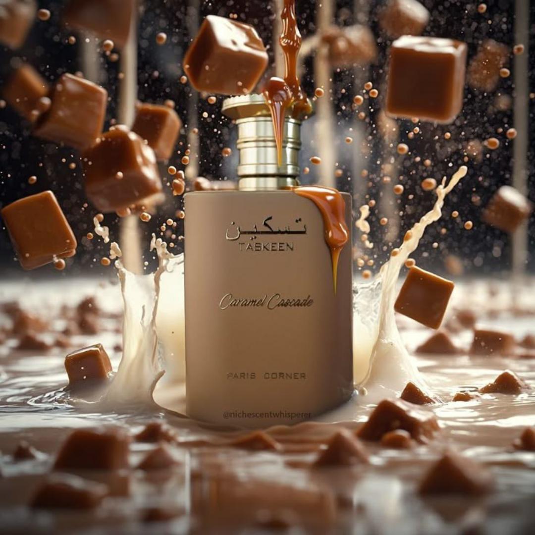 Taskeen Caramel Cascade Perfume - By Paris Corner - Sweet Warm 100ML EDP Fragrance - For Women/Girls who want to smell Irresistibly Sweet/Edible - Long-lasting Power of 8+Hrs - Best Gourmand Spray 4 U