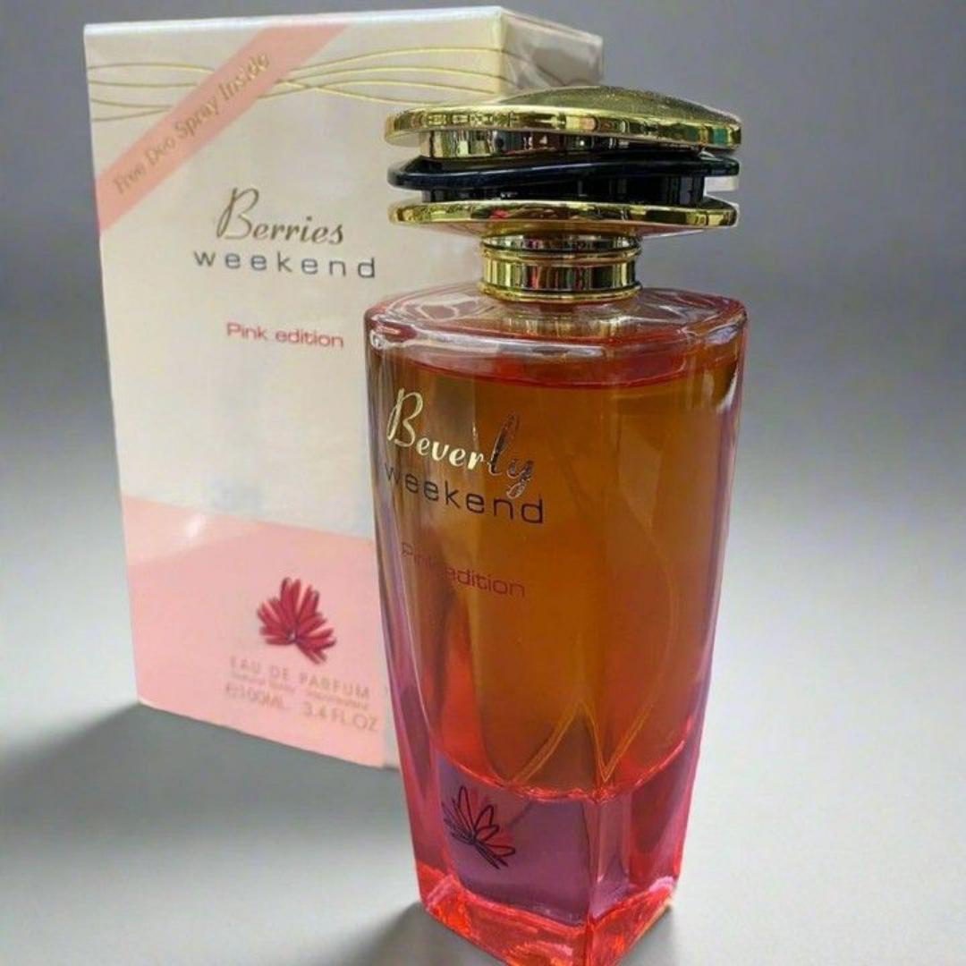 Berries Weekend Pink Edition by Fragrance World | Fruity. Floral Fragrance for Women/Ladies | Floral. Fruity Scent. Long-lasting  (8Hrs) Perfume (5OML, 100ML💘) OR Spray (200ML). # Easter Sale Scents