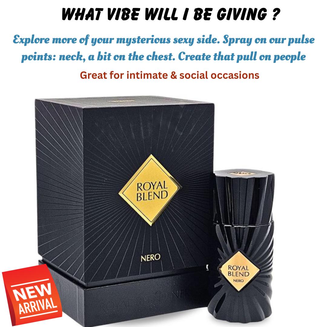 Royal Blend Nero Perfume | A Premium Unisex Woody Aromatic / Spicy Fragrance | 100ML. 12Hrs+ Long  Lasting | Perfect blend of Seductive & Sweet for Men & Women. All Seasons. # New Year Sale, 2026.