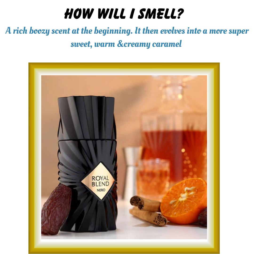Royal Blend Nero Perfume | A Premium Unisex Woody Aromatic / Spicy Fragrance | 100ML. 12Hrs+ Long  Lasting | Perfect blend of Seductive & Sweet for Men & Women. All Seasons. # New Year Sale, 2026.