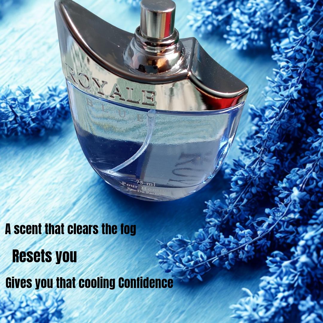 Royale Blue Cologne for Men. Fresh, Cool, Affordable. 75ML perfume for a signature scent. Niche Fragrance for the Gentlemen