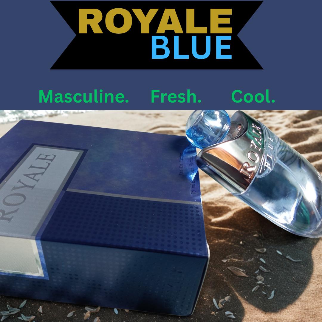Royale Blue Cologne for Men. Fresh, Cool, Affordable. 75ML perfume for a signature scent. Niche Fragrance for the Gentlemen