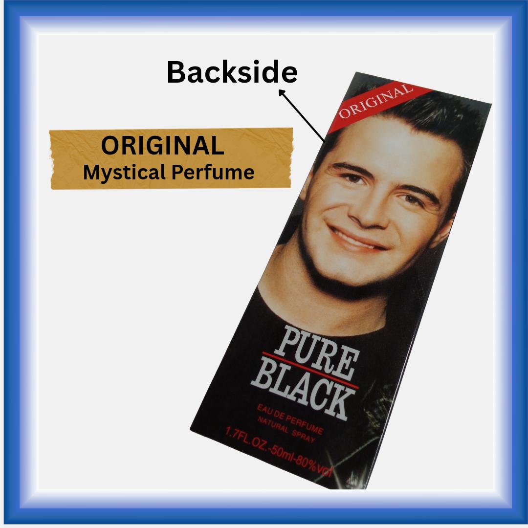 Pure Black. Original Mystical Perfume. Amazing Woody Cologne with a spicy touch for Men. Lasting 8HRS Wear after spraying. All seasons. Marashi ya Wanaume.