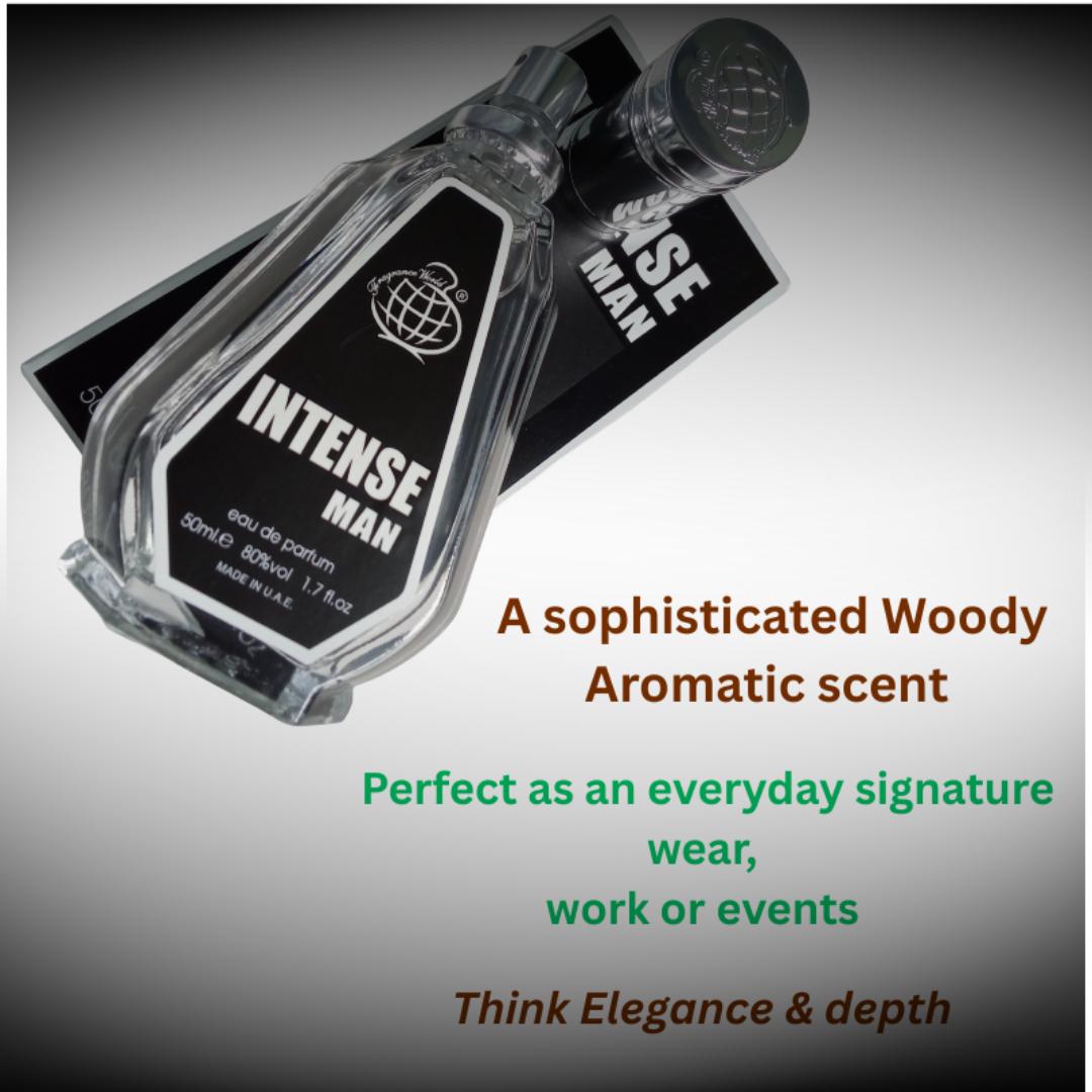 [New Arrival] Intense Man Perfume. 50Ml budget friendly fragrance bottle. Woody Aromatic scent. All seasons. Last All Day. Gift worthy. Flash Sale deal. # Black Friday Sale / Deals / Offers