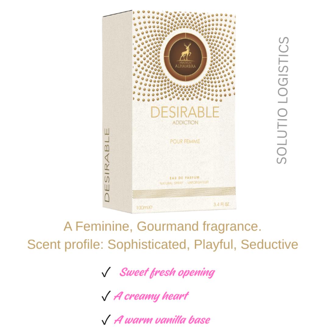 Desirable Addiction by Maison Alhambra | Feminine Sweet Seductive Fragrance for Women | 100ML  Long lasting | All seasons Daytime & Date Night Spray | Birthday Anniversary Gift # New Year Sale, 2026