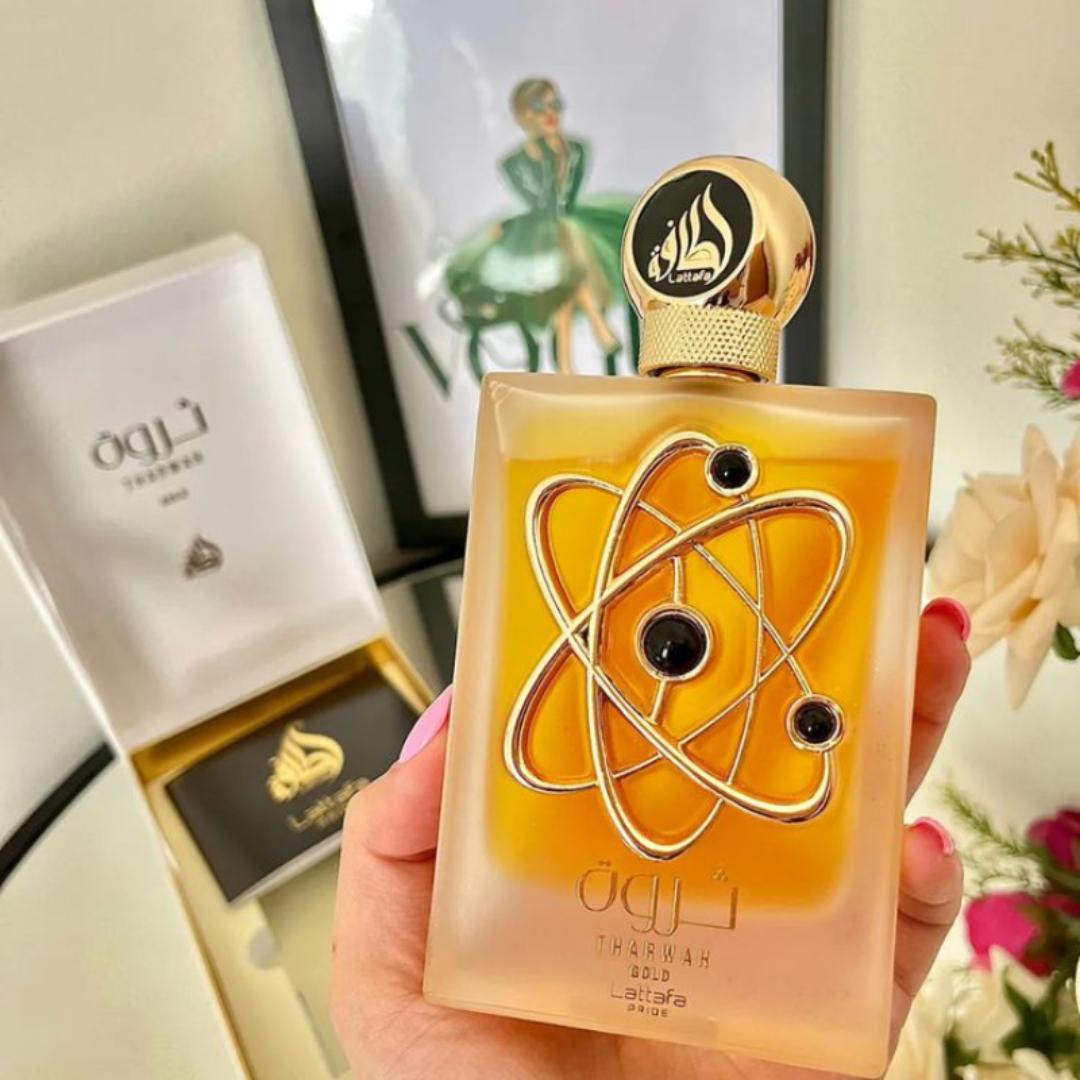 Tharwah Gold by LATTAFA. An Oriental Floral Fragrance for Women. White Floral - Vanilla Sweet - Spicy. An All Day Wear Spray. BEST LOOKING PERFUME FOR A GIFT.