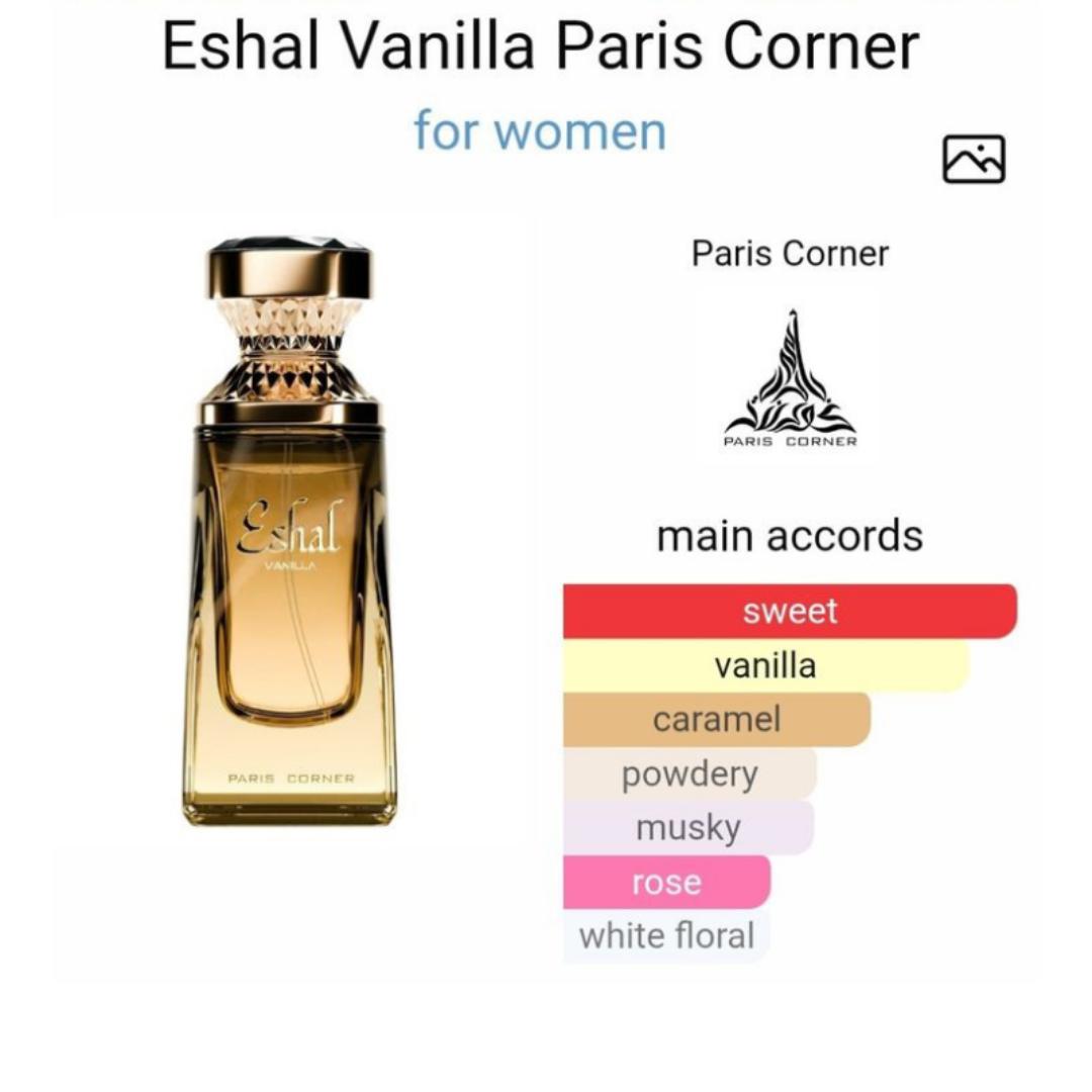 ESHAL VANILLA by PARIS CORNER. 100Ml EDP Fragrance for Women. Soft Gourmand for Vanilla Lovers. Sweet - Last over 8HRS Sprayed. Ladies Spray. #Black Friday Sale/Offers. Git Worthy.