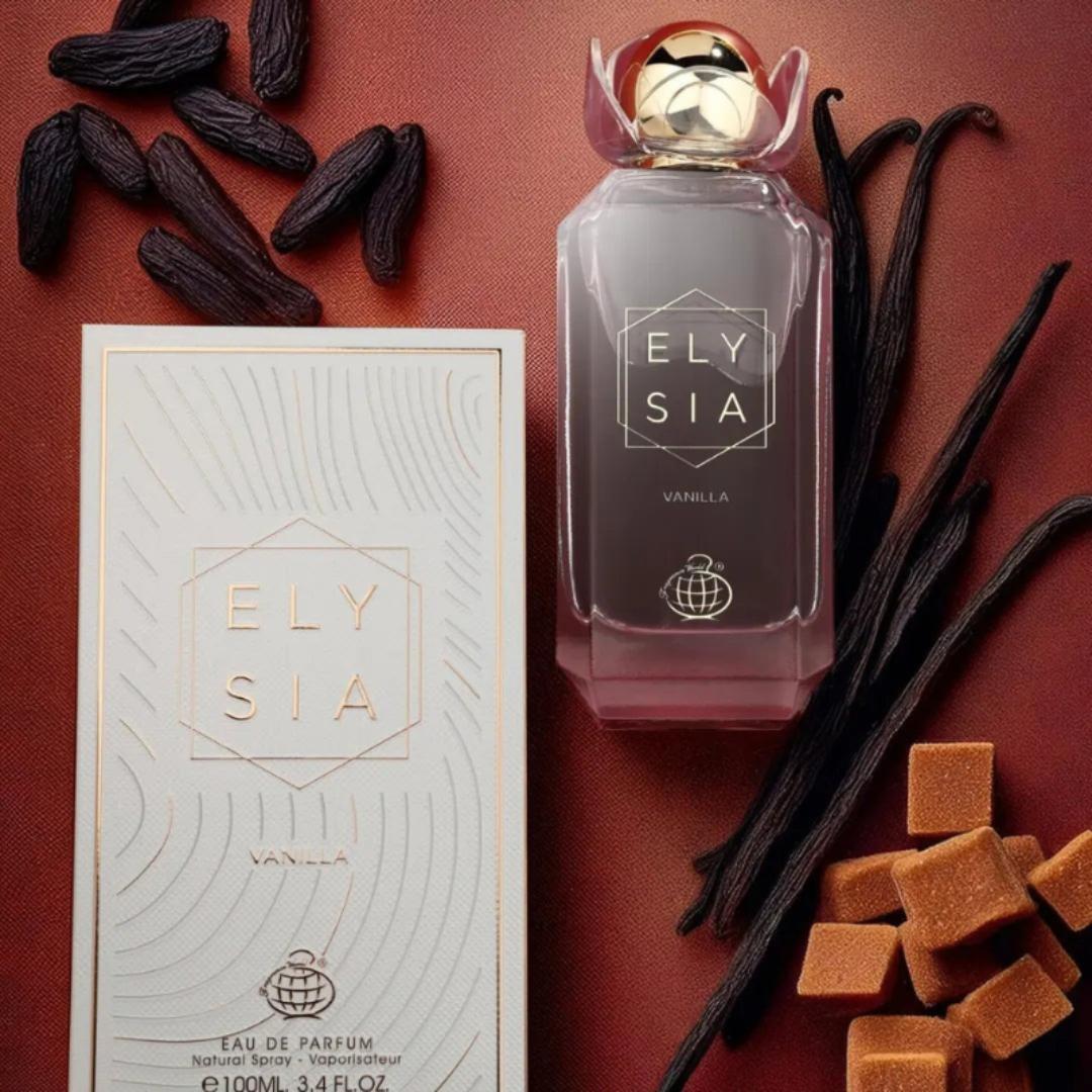 Elysia Vanilla - Fragrance World Perfume. Gourmand/Sweet Vanilla Scent  for Women/Ladies. 100ML EDP. Long - Lasting, 7HRS on Skin, 12 on clothes. Cool/Cold Season. Night/Evening wear. #Christmas Sffer