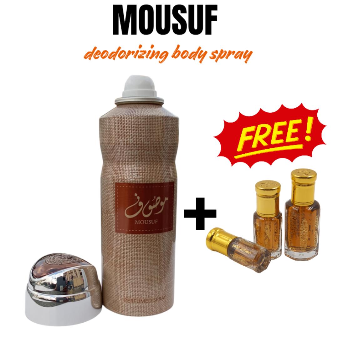 MOUSUF | Perfumed Body Spray | 200ML | Unisex - for Women & Men | Woody Spicy Oud | Long Lasting | Refillable Perfume Oil Gift. # New Year Sale Deal, 2026. Premium Oud Spray