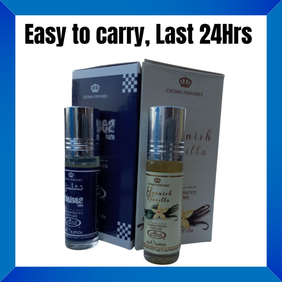 His & Hers Perfume Oil Combo | AL REHAB BRAND | Chelsea Man & Spanish Vanilla | Cool Fresh Scent | Sweet Vanilla Scent | Men & Women | Cute Couples Gift. Arabic Roll On Oil. Black Friday Sale/Offer