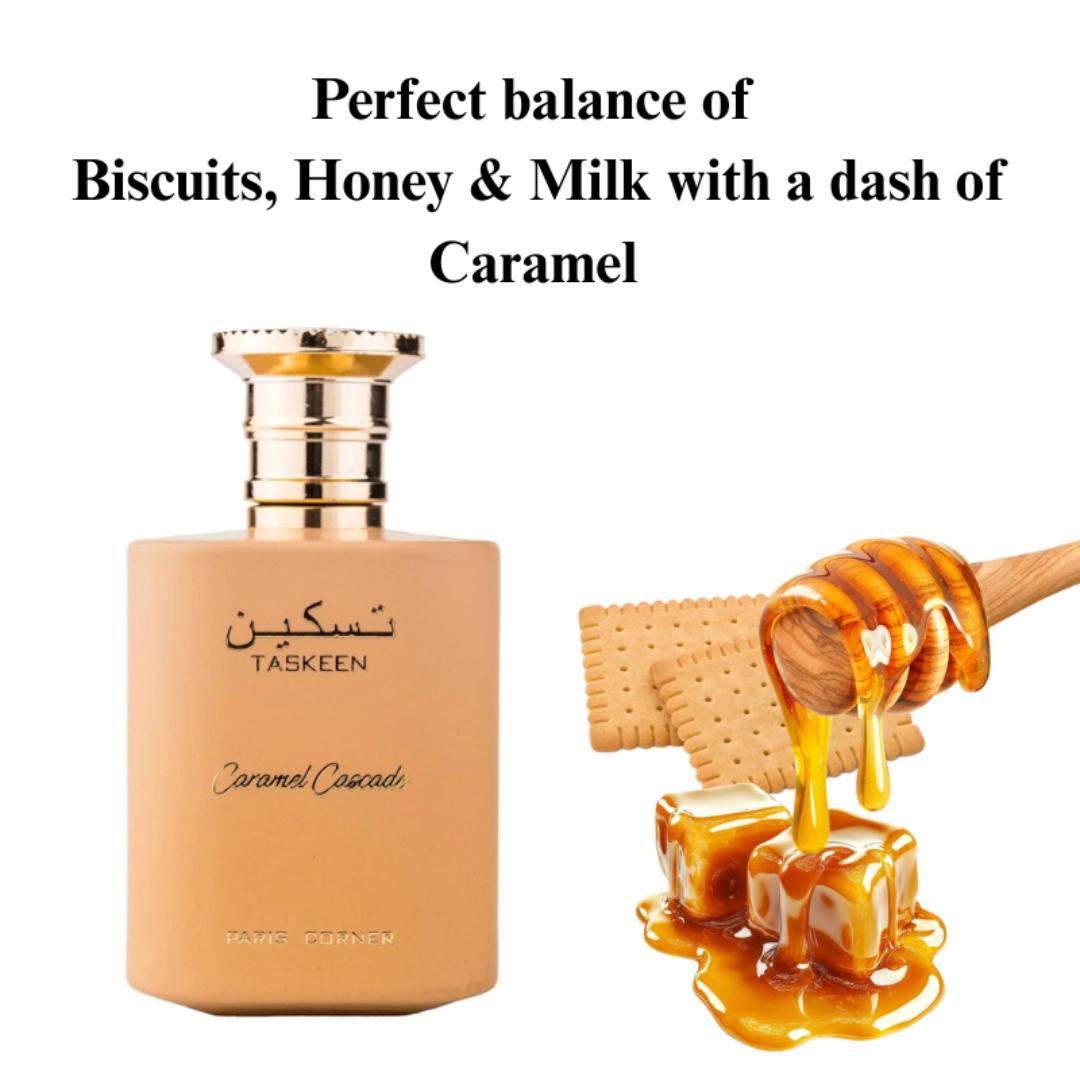 Taskeen Caramel Cascade Perfume - Paris Corner | Sweet Honey Vanilla Scent |100ML.  For Women / Ladies | Irresistibly Sweet/Edible - Long-lasting 8+Hrs Fragrance - Best Gourmand Spray. #BlackFriday