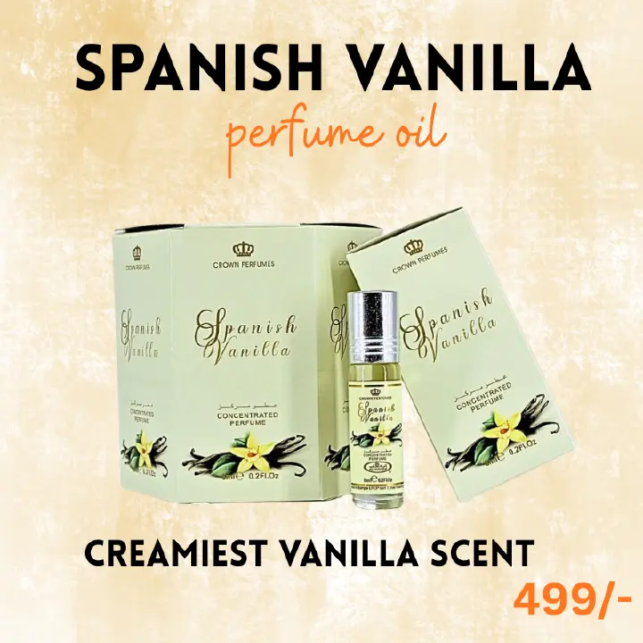 Spanish Vanilla Al Rehab Perfume Oil | Creamy Vanilla Fragrance Scent | 12 Hours Long Lasting |  Purse/Pocket Size | Feminine Roll On | Blind buy / Gift For Women / Ladies | Anniversary Marashi