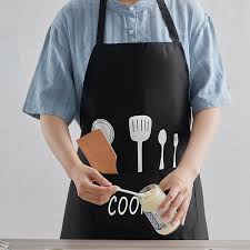 Cartoon Kitchen Apron with Pocket Oil-proof Waterproof Apron Hand wipe apron Household Cooking Tools Kitchen Cooking Accessories