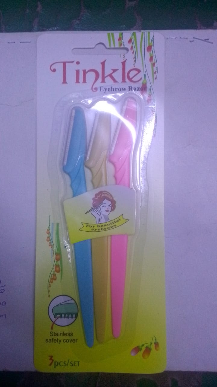 3Pcs Tinkle Eyebrow Razor Shaper Facial Fine Hair Cutter Trimmer Eye Brows Styling Stainless Steel Blade