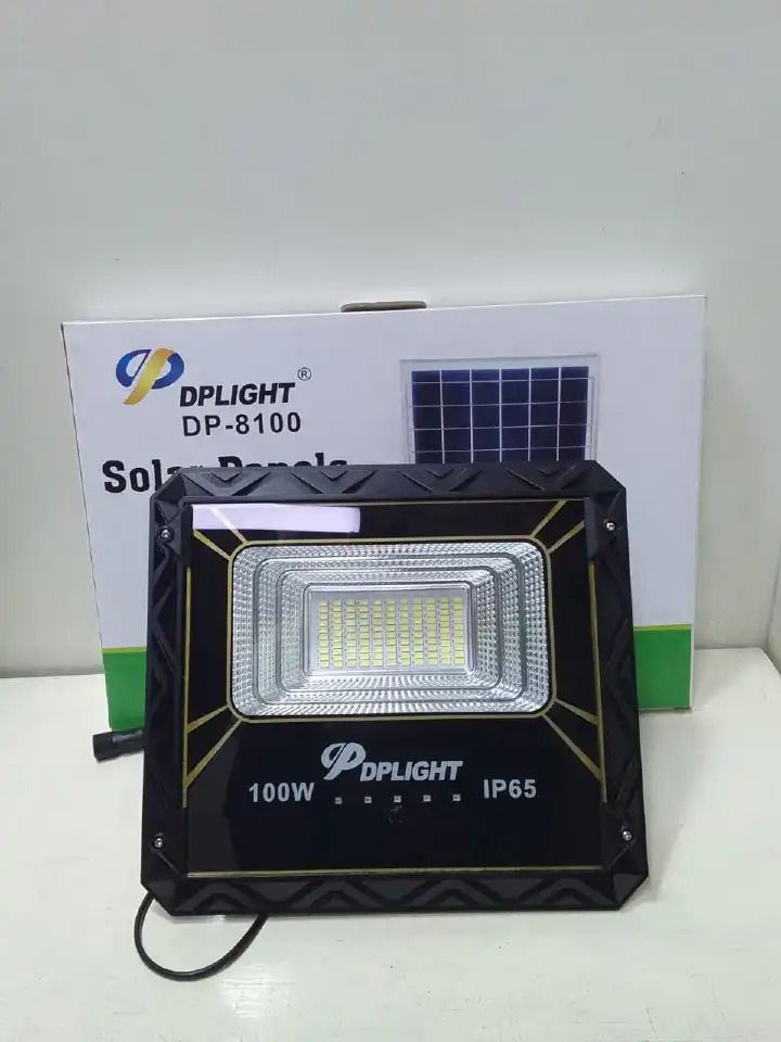 Dp Light 100W Solar Flood Light, Long-Lasting Inbuilt Battery, Remote Control, Rustproof Waterproof Casing, Easy Installation