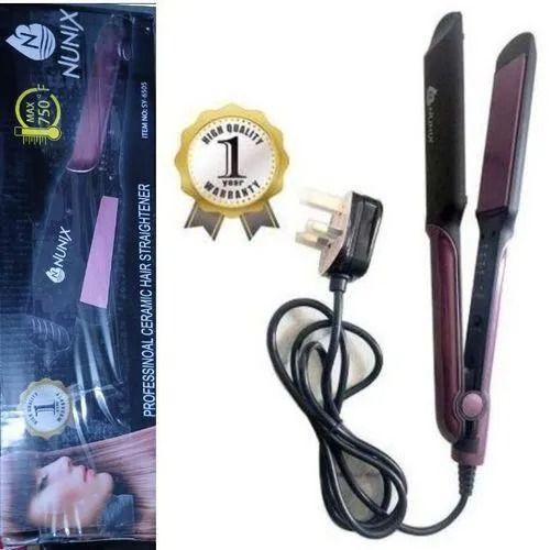 Nunix Flat Iron Hair Straightener with Ceramic Plates, Fast Heating Technology, Adjustable Temperature Settings for Smooth, Shiny, Frizz-Free Hair, Professional Styling Tool for All Hair Types,