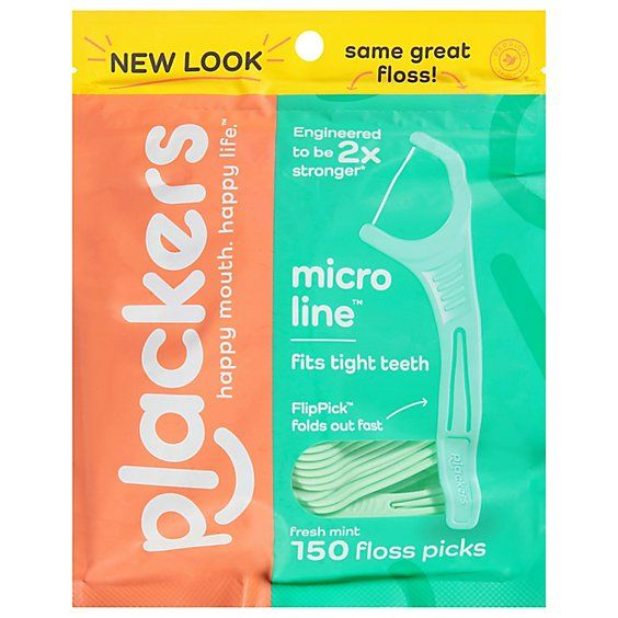 Plackers Micro Line Dental Floss Picks, Mint, 150 ct.