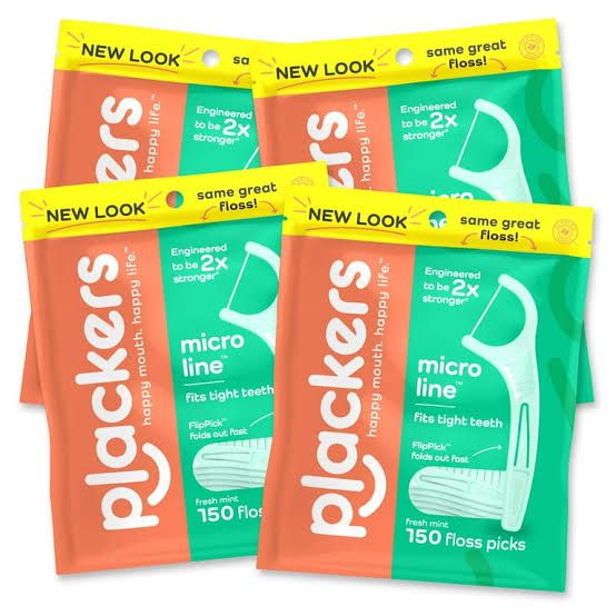 Plackers Micro Line Dental Floss Picks, Mint, 150 ct.