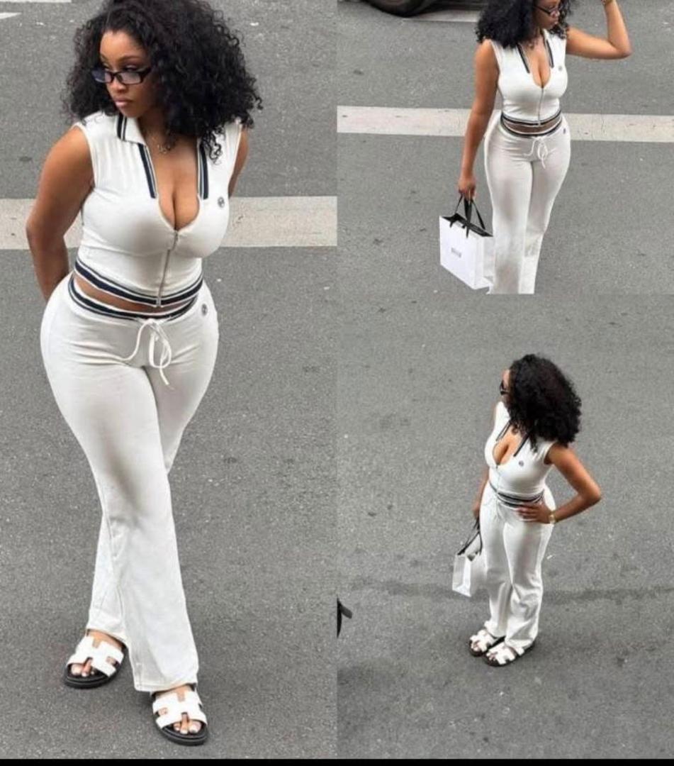 Women's 2-piece Athletic Track Suit Set-Sleeveless Zip Up Crop Top &Wide Leg Pants