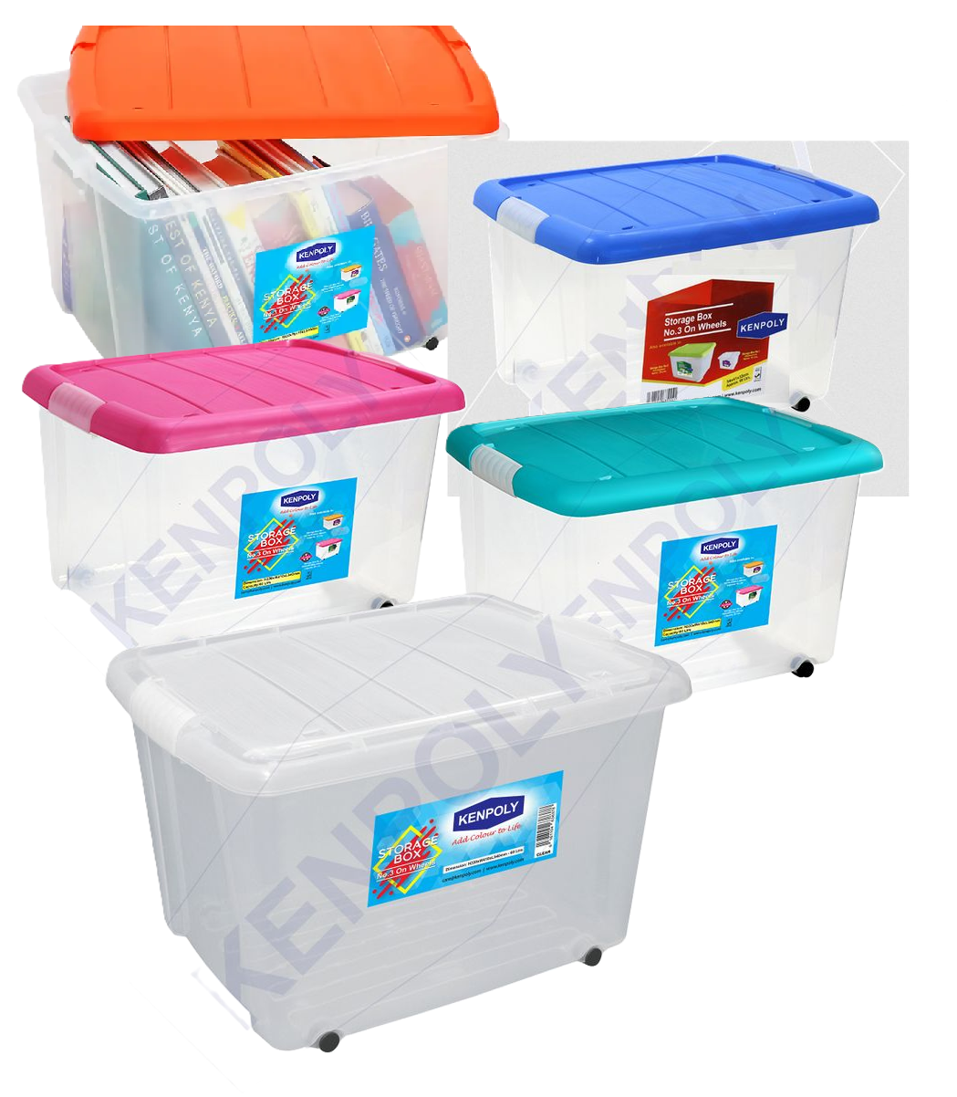Kenpoly Clear Storage Container with Lid - 60L (Size: 33 x 41 x 54) - Large Storage Box