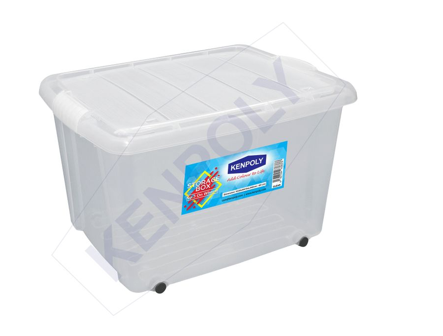 Kenpoly Clear Storage Container with Lid - 60L (Size: 33 x 41 x 54) - Large Storage Box
