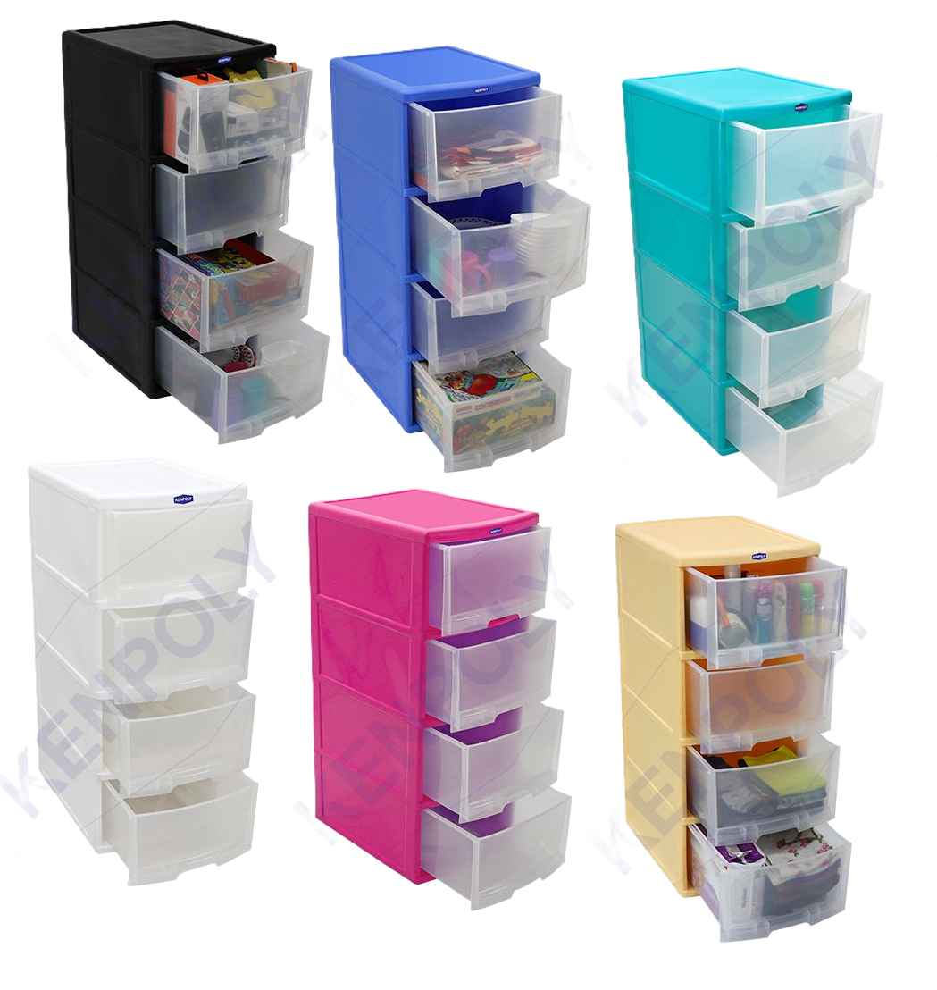 Kenpoly Large Drawer 4 STACK  spacious drawer unit with four stacks is a perfect storage solution for any room