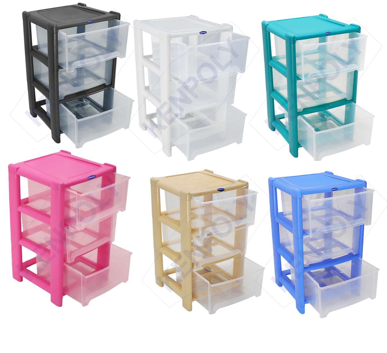 Kenpoly Small Multi-Store-3 Stack Storage Drawer - H653 x W380 x L380 mm  compact drawer unit with three stacks is a versatile storage solution for any space
