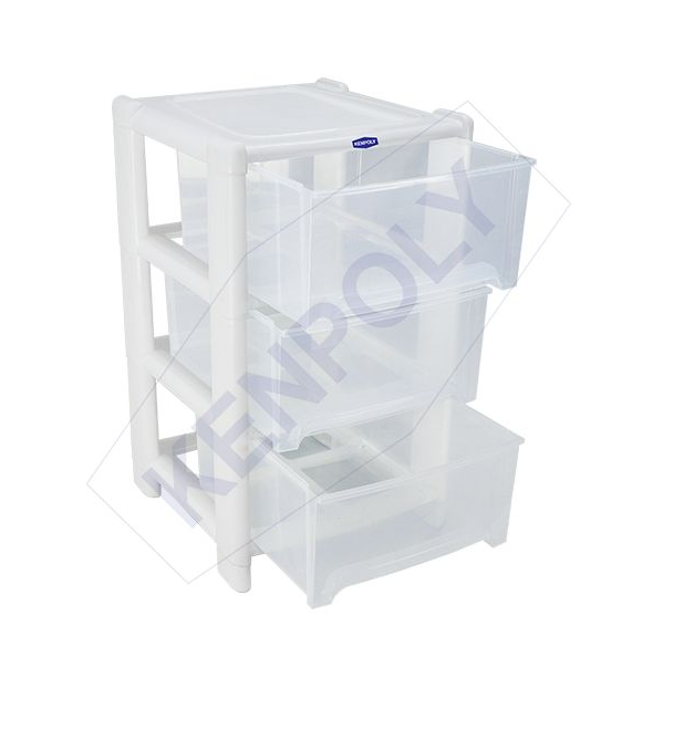 Kenpoly Small Multi-Store-3 Stack Storage Drawer - H653 x W380 x L380 mm  compact drawer unit with three stacks is a versatile storage solution for any space